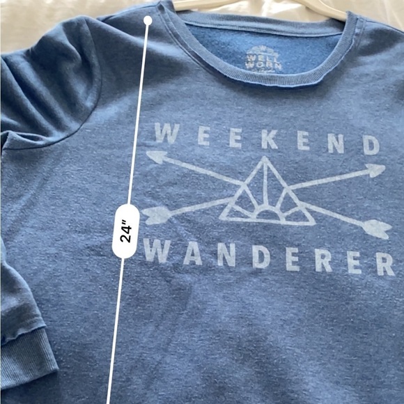 Well worn Weekend Wanderer crewneck XL sweatshirt Blue white - Picture 7 of 12
